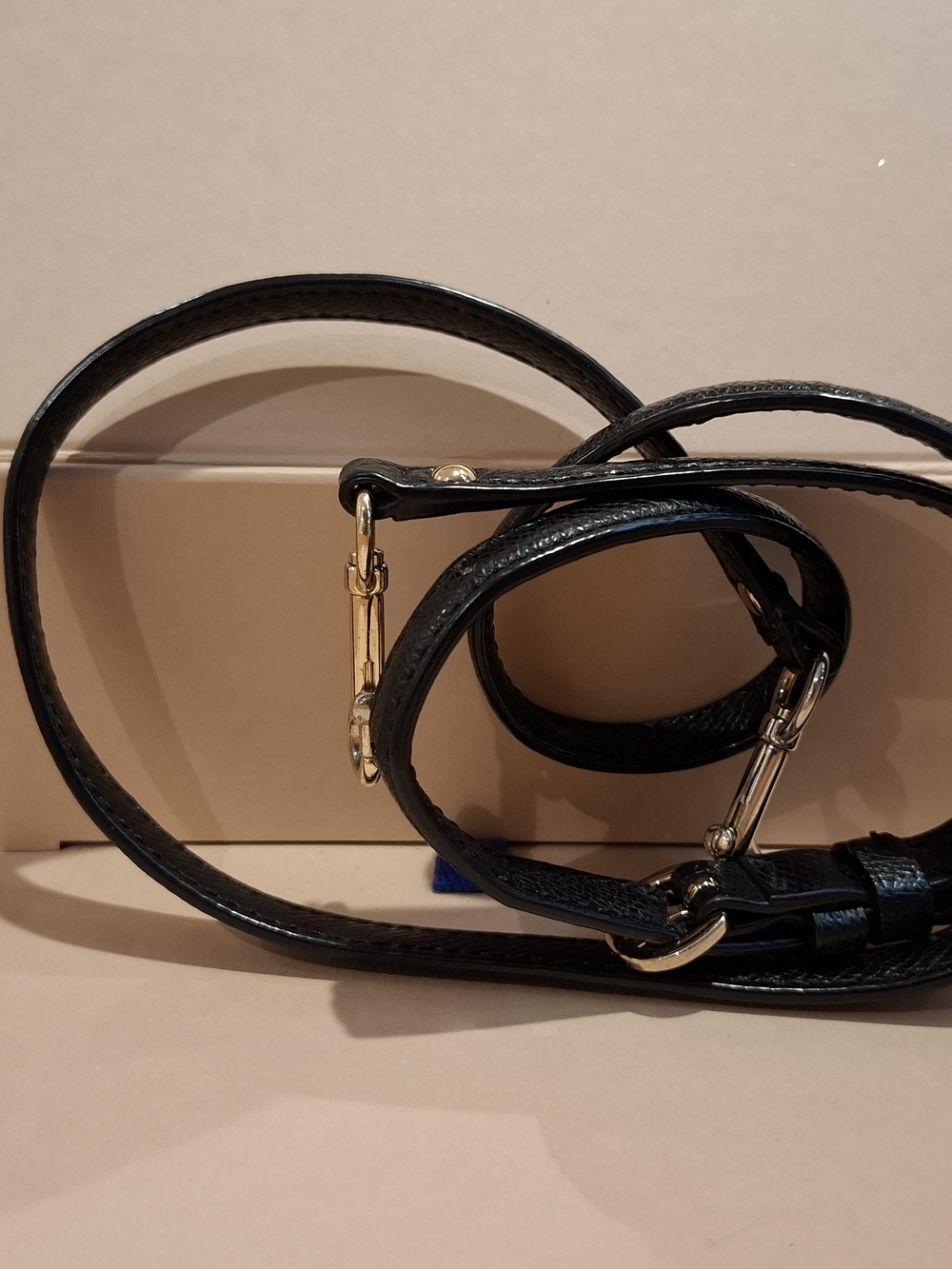 Prada Black Leather Strap with Gold-Tone Hardware